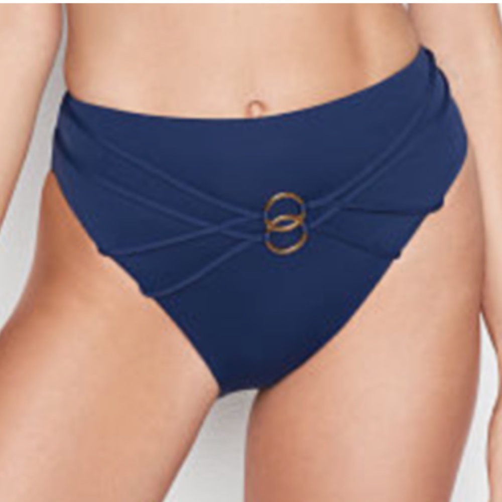 BCBGeneration Strappy Rings High-Waisted Bikini Swim Bottom